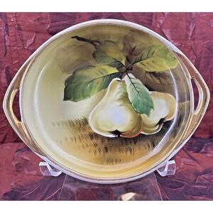Vintage Elite Nippon Porcelain Hand Painted Pears Oval 2 Handle Decorative Bowl‎